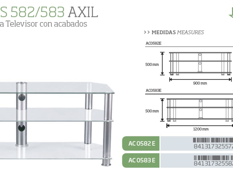 8 x ENGEL AXIL AC0582E SOP.TV CRYSTAL TABLE - BETAGLASS 582 (3est/Pl)